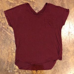 Dark Red Pocket Blouse